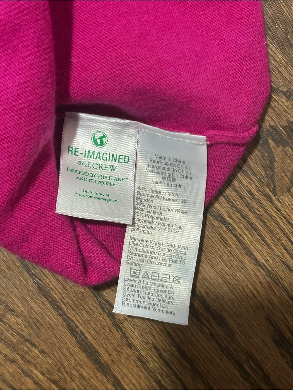 J.Crew Teddie Hot Pink Fuchsia Wool Blend Crewneck Sweater Size Small